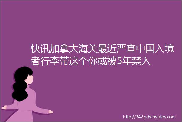 快讯加拿大海关最近严查中国入境者行李带这个你或被5年禁入